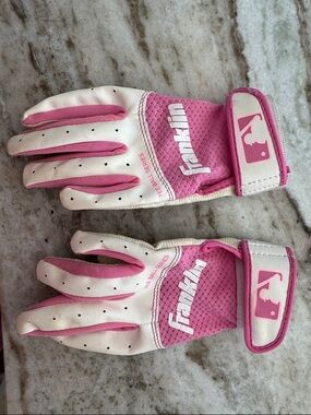 Franklin Pink & White Youth Batting Gloves XS